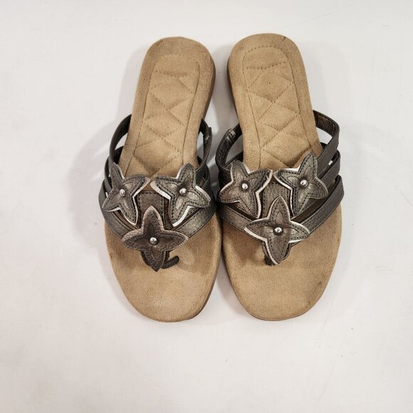 Avon Feeling Floral Comfort Slide Sandal Thong Flip Flops Size 6/37 - Picture 2 of 7